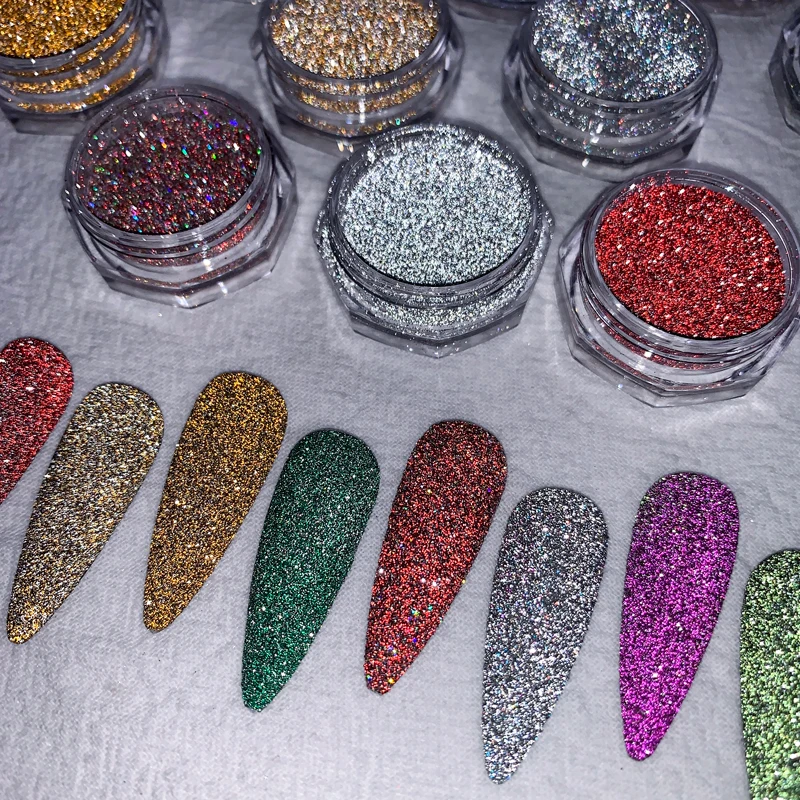 Wholesale bulk reflective glitter powder solvent resistant glitters diamond powder nail glitter powder