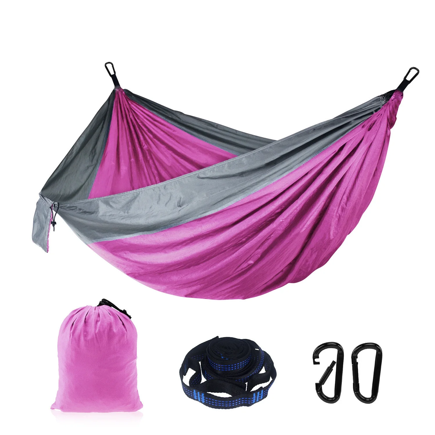 large stock drop-shipping outdoor 2 person hammock bed 270*140cm easy installation 5+1rings belt portable outdoor hammock custom