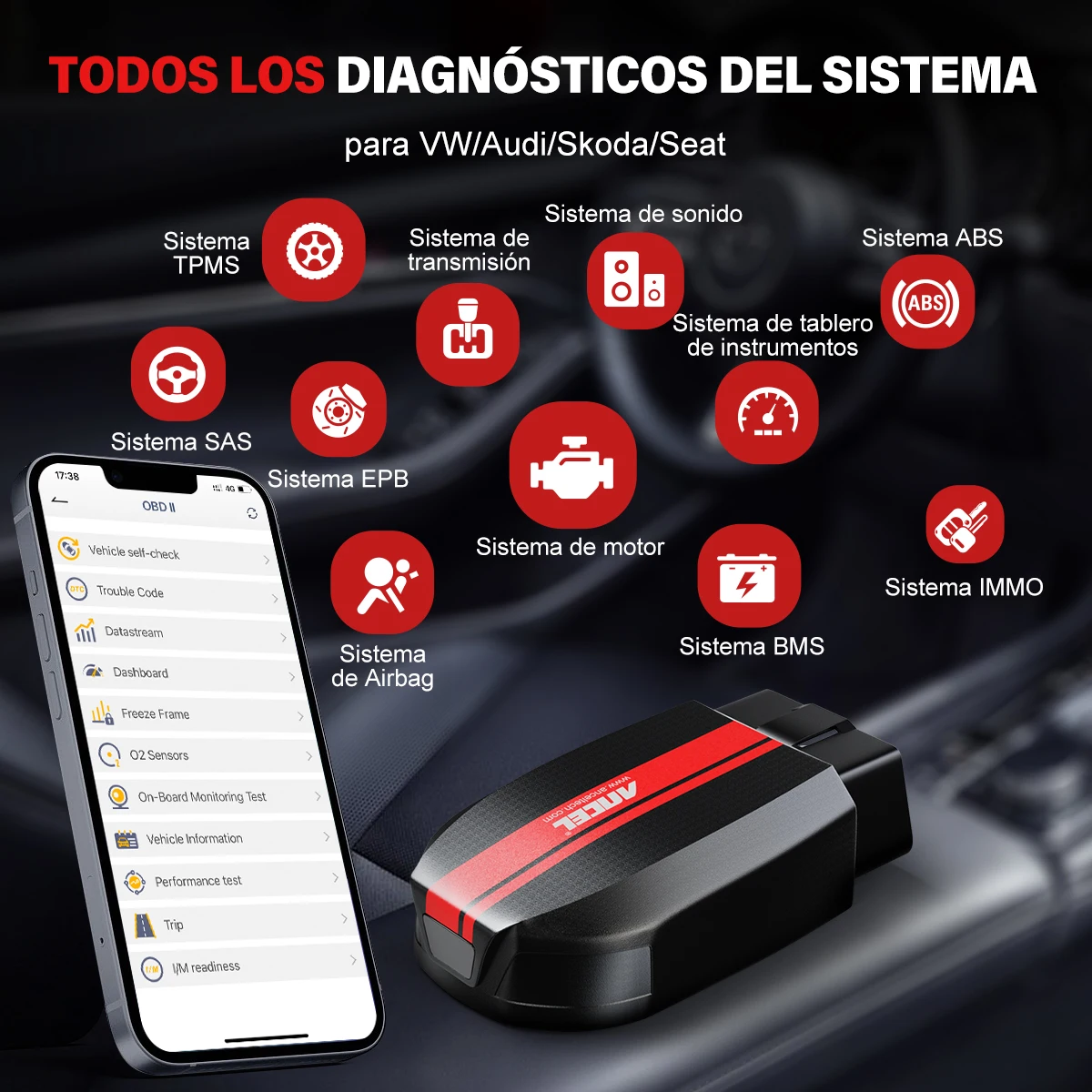 ANCEL BD500 OBD2 Car Diagnostic Tools Professional Code ReaderEPB Service Throttle Learning For VAG Vehicles OBD2 Auto Scanner