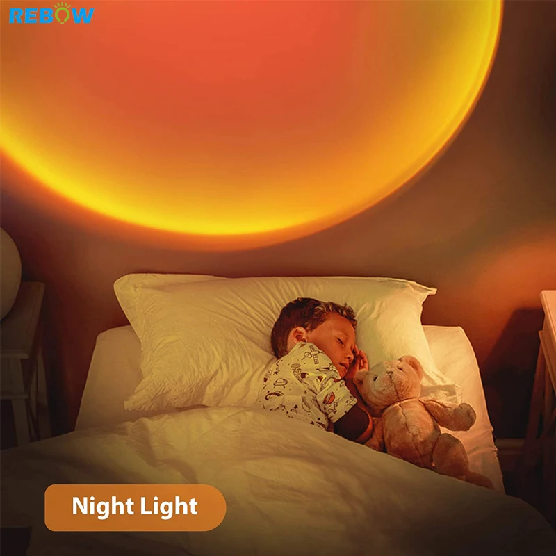 Drop shipping Rainbow RGB Sunset Projection Floor Lamp Room Led Night Light Projector Light Lamp