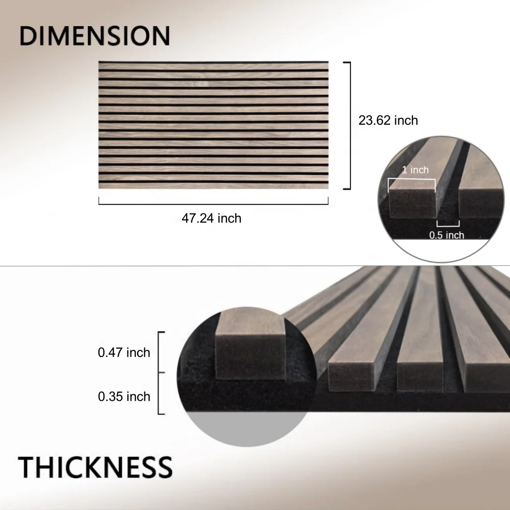 Popular 3D Wood Wall Acoustic Panel Natural Walnut Wood Veneer Sound Absorbing Acoustic Slat Wall Panel for Home, Office, Studio