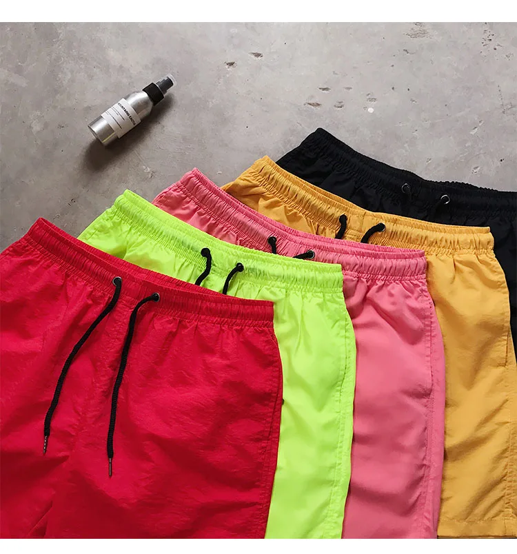 Men Beach Shorts Casual Half Shorts Fashion Solid Color Loose Waterproof Surfing Men Swim Shorts