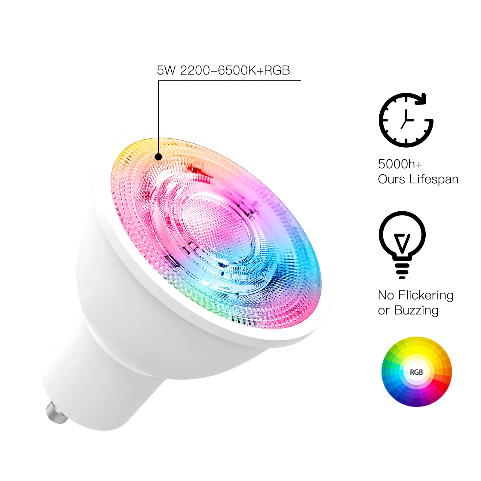 Tuya Zigbee Smart Bulb GU10 Smart LED Light Bulbs Spotlight RGB+CW Dimmable Lamp Smart Life Control Via Alexa Google Home