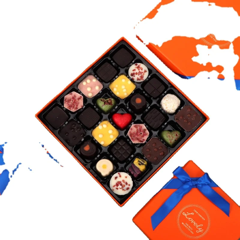 Manufacturer Custom Recycled Material Cardboard Paper Lid and Base Boxes Truffle Box  For Chocolate