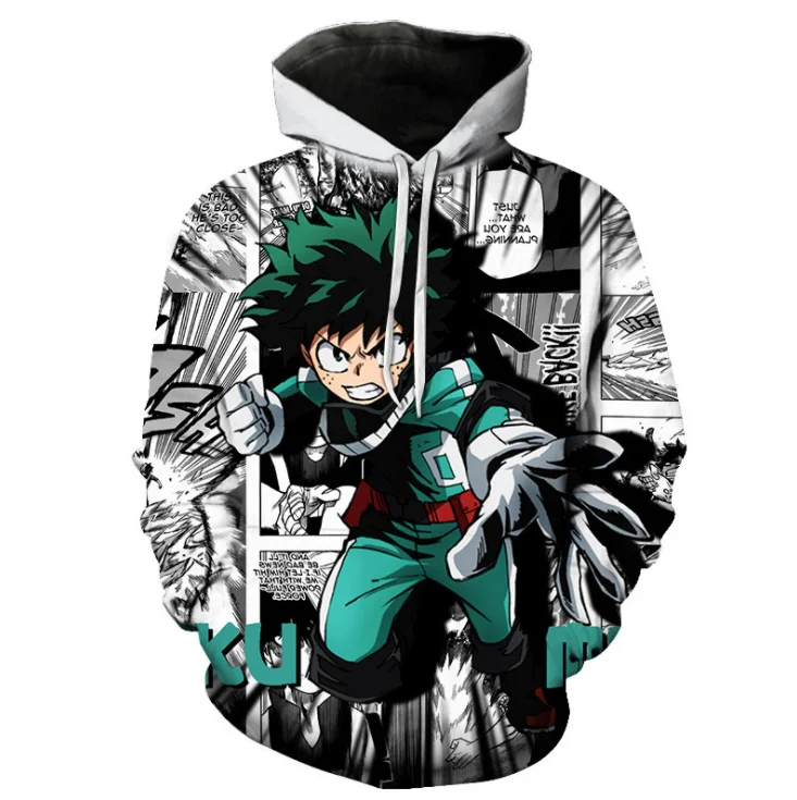 XiuYu Mens Hoodie Custom My Hero Academy Cosplay Costume Hoodies Anime Jackets Sweatershirt Unisex Outwear