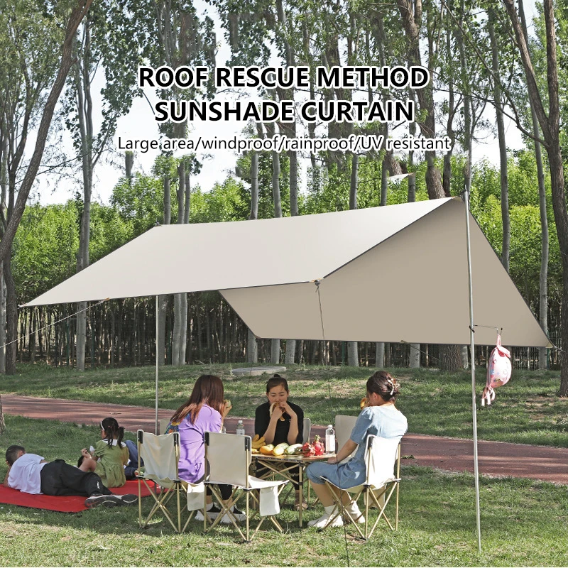 Outdoor Camping Beach Portable Waterproof UV-resistant Canopy Folding Retractable Tarpaulin