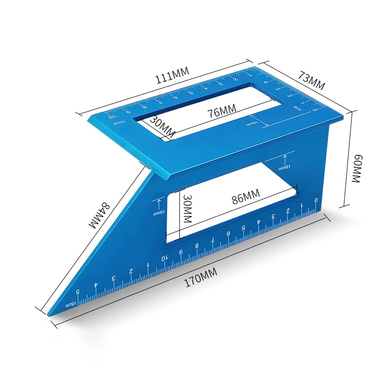 High Precision Triangle Ruler Aluminum Alloy 45 90 Degrees Woodworking Measure Tool Combination Square Angle Ruler
