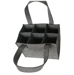 Dark Gray Reusable Wine Bottle Carriers 6 bottles Felt Wine Bottle Tote bag