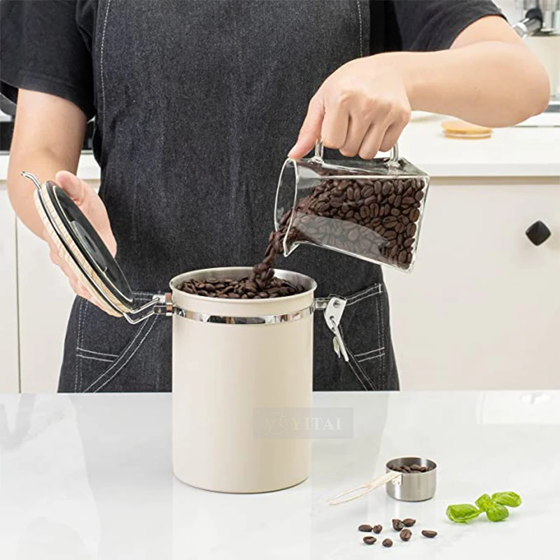 Custom Kitchen Storage Can Set Of Jar Coffee Tea Sugar Stainless Steel Metal Canister Sets With Wooden Lid