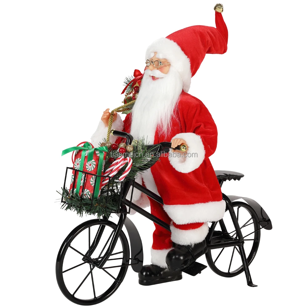 45cm santa claus sitting on tricycle  christmas decoration figurine collection fabric holiday festival custom item gifts