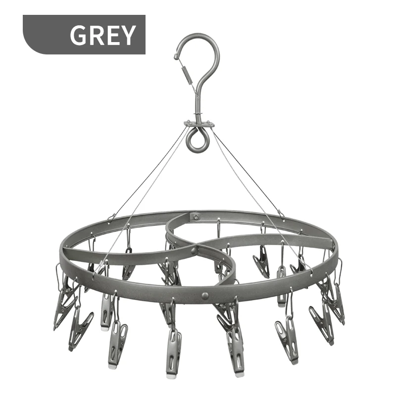 Strong Metal  24 Clips Stainless Steel Clothes Socks Shorts Underwear Rack Windproof Durable
