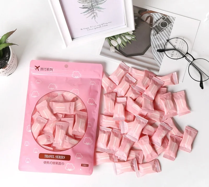 50pcs/Bag Disposable Face Towel Magic Non Woven Small Size Cotton Disposable Compressed Towel