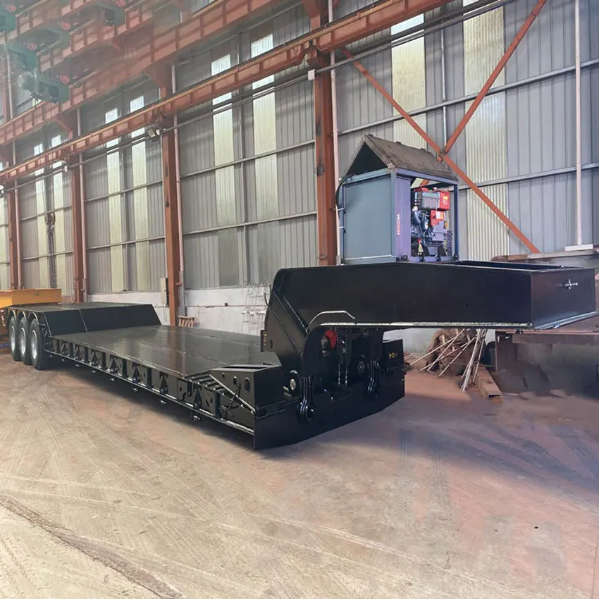 50-60 Ton detachable gooseneck Lowboy Semi Truck Trailers Factory price 3/4-axle hydraulic lowbed Trailer low bed trailer
