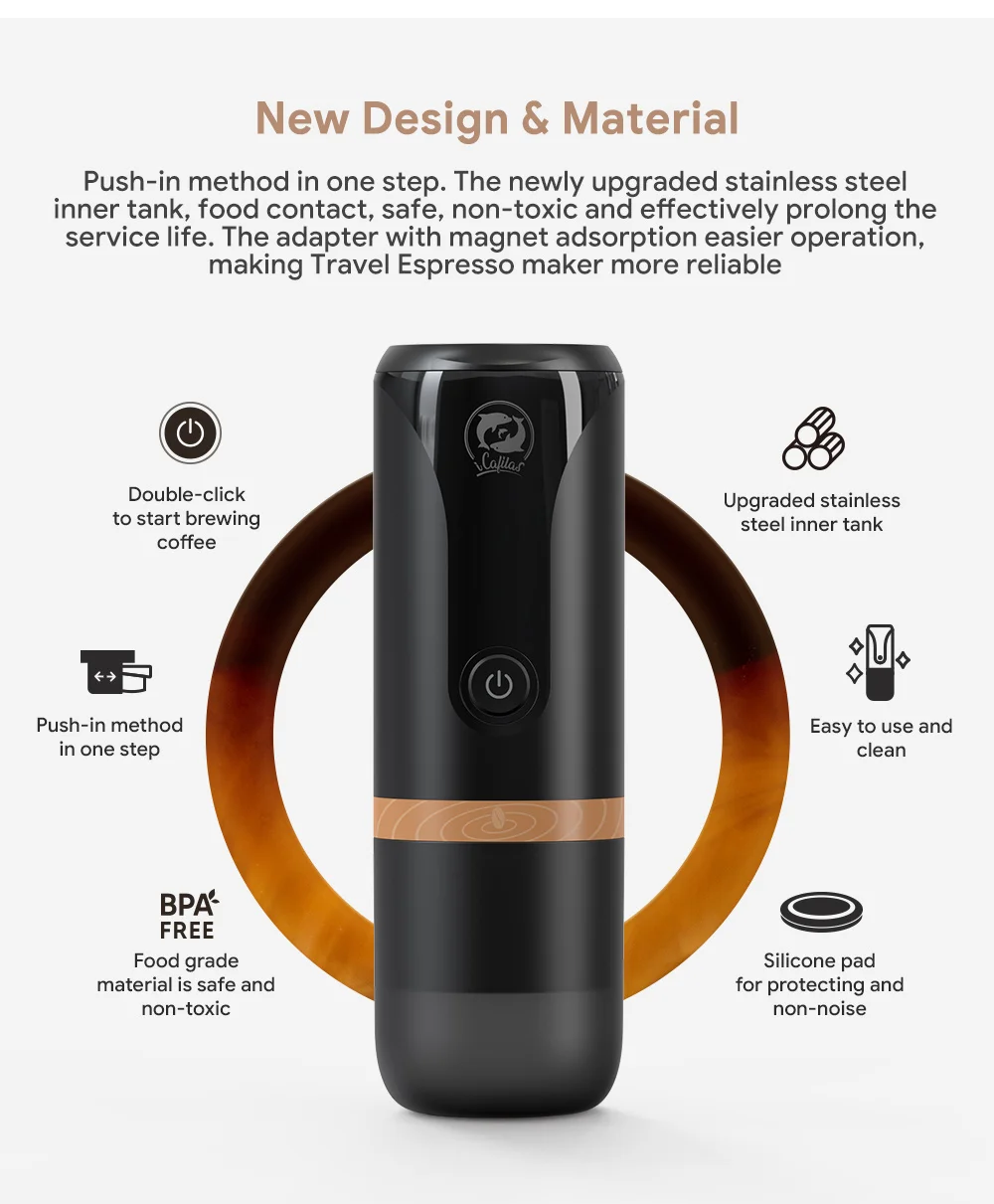 Portable Mini Espresso Coffee Machine With Wireless Coffee Maker Small Travel Rechargeable Handheld Coffee Cup