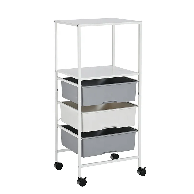 Home Office School Beauty Salon Utility Craft Organizer Trolley Cart 3 Plastic Rolling Storage Drawers Cart with Wheels