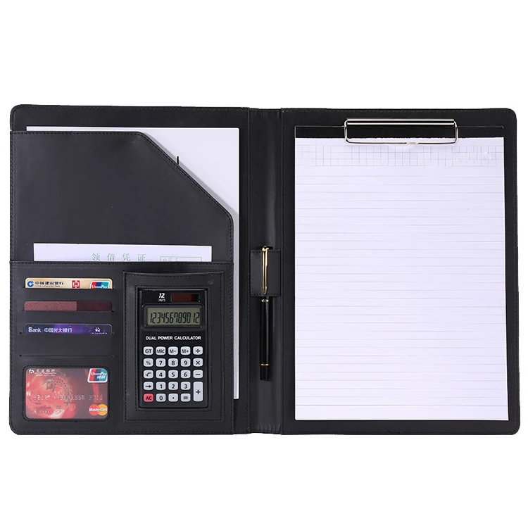 Custom Logo A4 Foldable Clipboard Blank With Document Storage Multi Color Leather Business Office Folder Clip  Portfolio