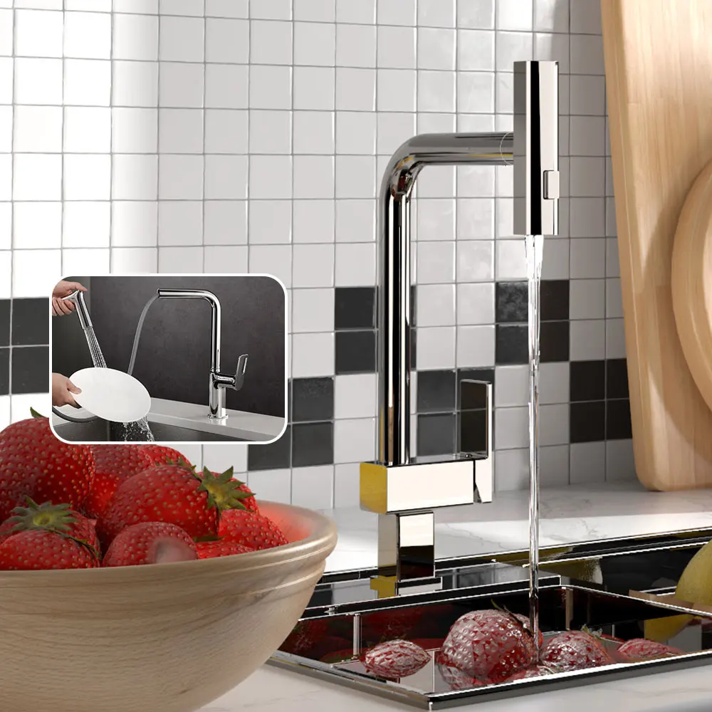 Degree Rotating Spout Kitchen Faucet 304 Stainless Steel  Kitchen Manufacturer Wholesale Brass Copper Hot Water 360