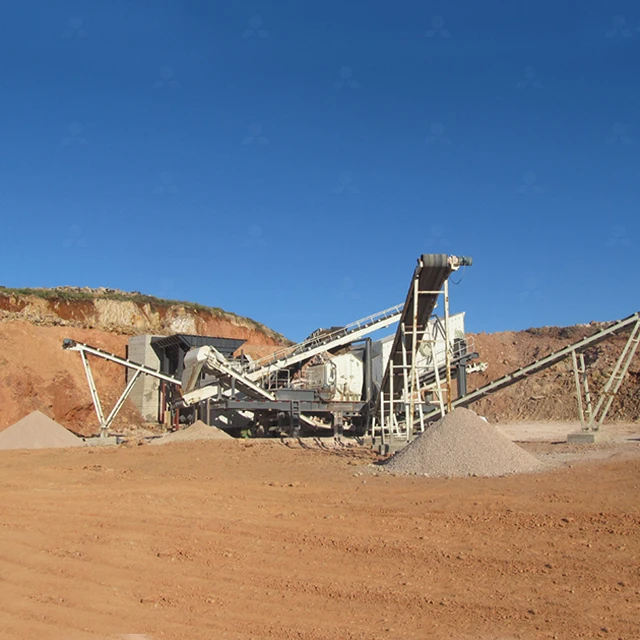 Portable quarry stone crushing plants mobile impact crusher with feeder and belt conveyor