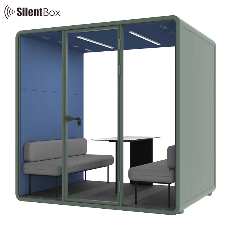 Model large office pods 2-4 person acoustic booth easy assembled and disassembled meeting cabin