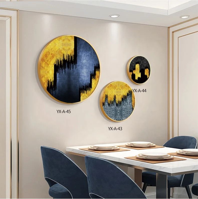 Custom 30X30cm 60X60cm home decor living room hotel decor wall art frame round black picture glass aluminum metal photo frame