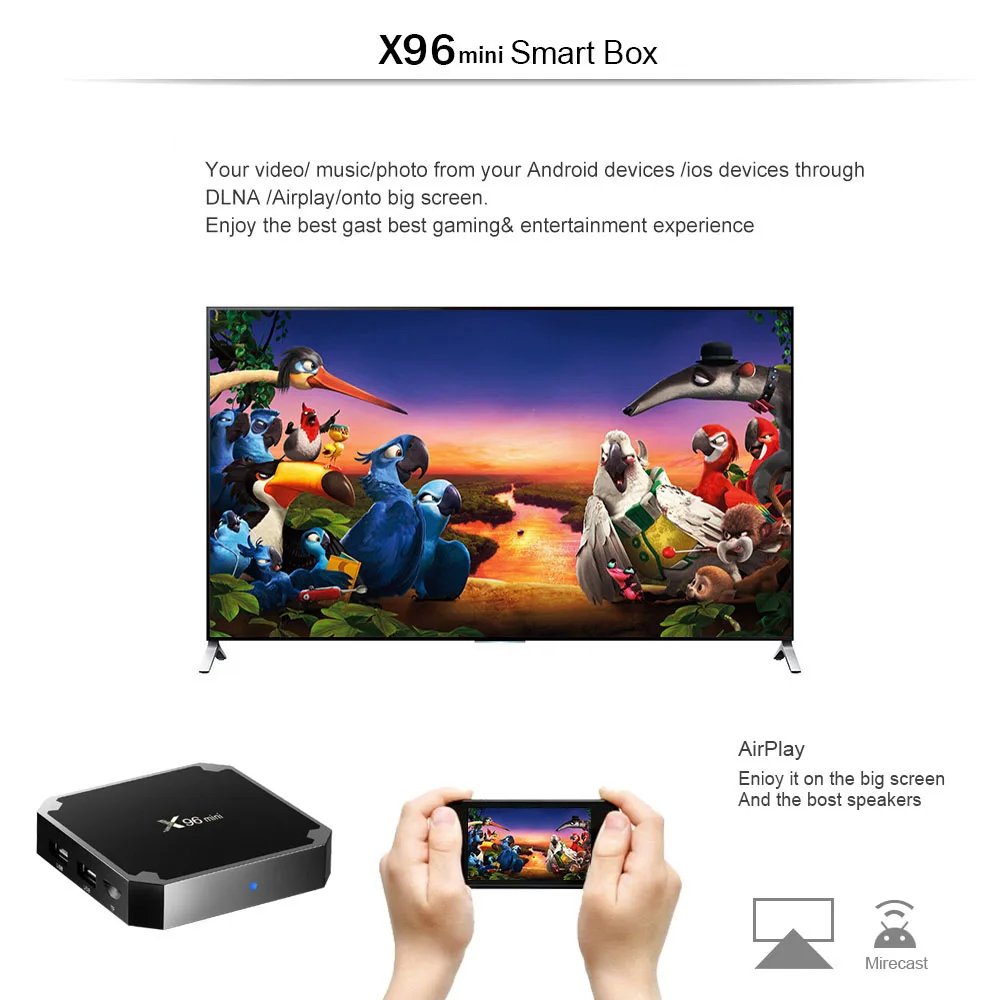 Android 7.1.2 четырехъядерный 1 ГБ ОЗУ 8 Гб ПЗУ X96mini Iptv спутниковый ресивер HD приемник smart tv box