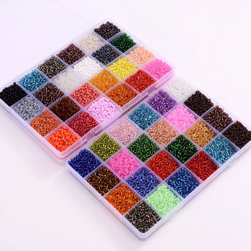 
Boxed 16000Pcs/Lot 24 Grid Mixed Color Czech Glass Seed Beads DIY Bracelet Necklace Beads For Jewelry Making DIY Necklace 