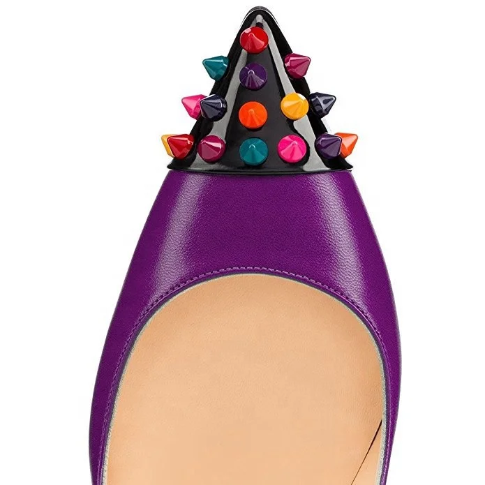 Closed toe Sexy Red Bottom Heels Rivet Studded Womens High Heels Wholesale Stilettos heels large size shoes