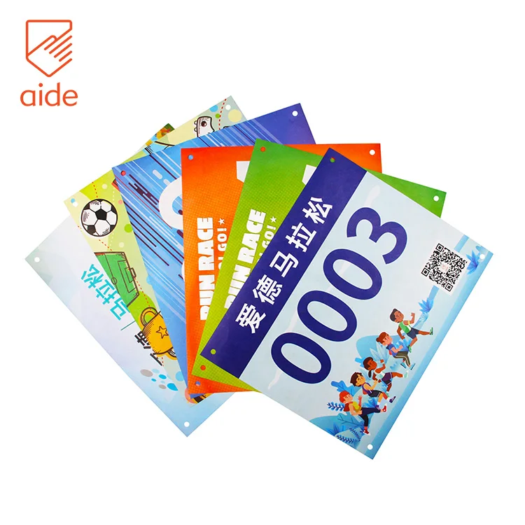 Printed Track And Field Competitor Tyvek Bib Numbers Stickers For Runners