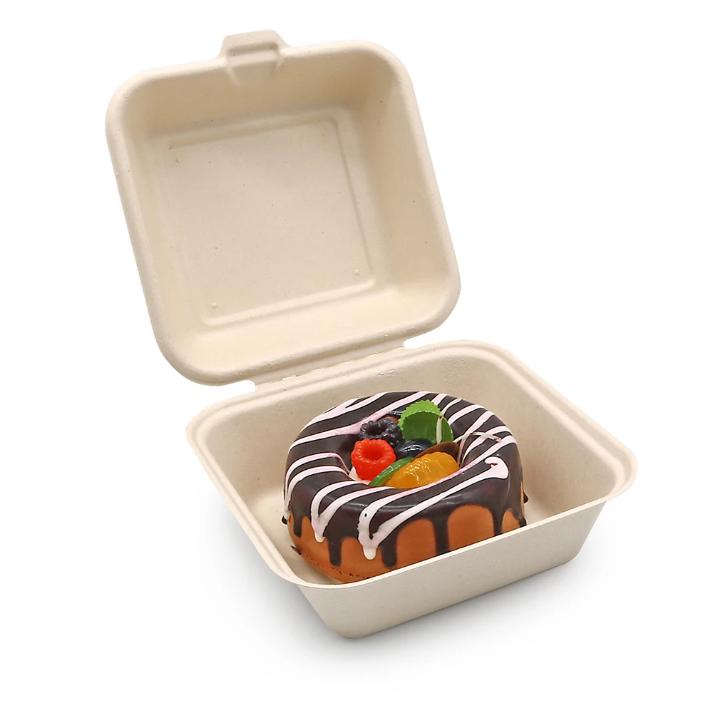 Biodegradable Dinnerware Food Container Bagasse Sugarcane Clamshell Takeout Food Box Clamshell Packaging