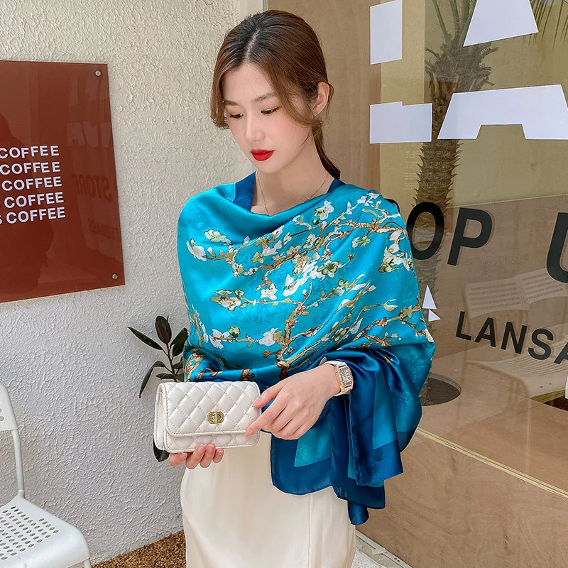 Egyptian Producing Finest multi silk scarf supplier Natural women long 90*180cm Adult