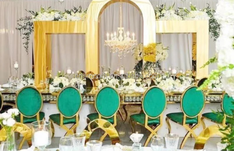 Свадебный Роскошный декор Золотой зеркальный акриловый арочный сценический фон стойка изогнутый свадебный товары для продажи