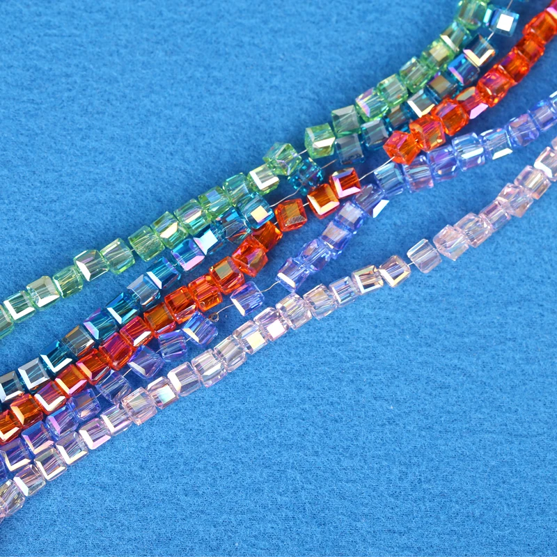 White Crystal beads Glass beads 4/6/8mm high quality square crystal beads for DIY jewelry or clothing curtain production