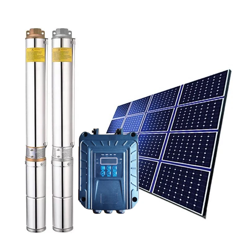 DC48V brushless 95m head submersible 1hp solar borehole deep well water pump for agriculture irrigation