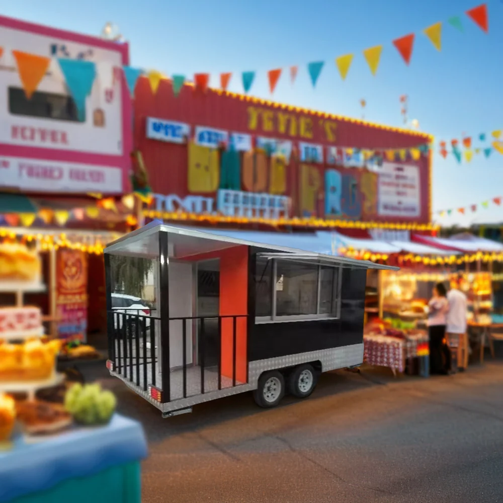2023 New Design Outdoor Custom Fully Equipped BBQ Mobile Food Truck trailer food trailer with porch for smoker