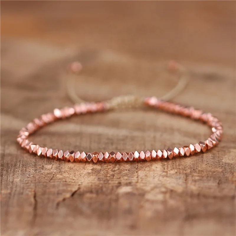 Simple New Fashionable Metal Beads Adjustable Beads Bracelet Minimalist Tibetan Beaded Bohemia Bracelets for Women Wholesale