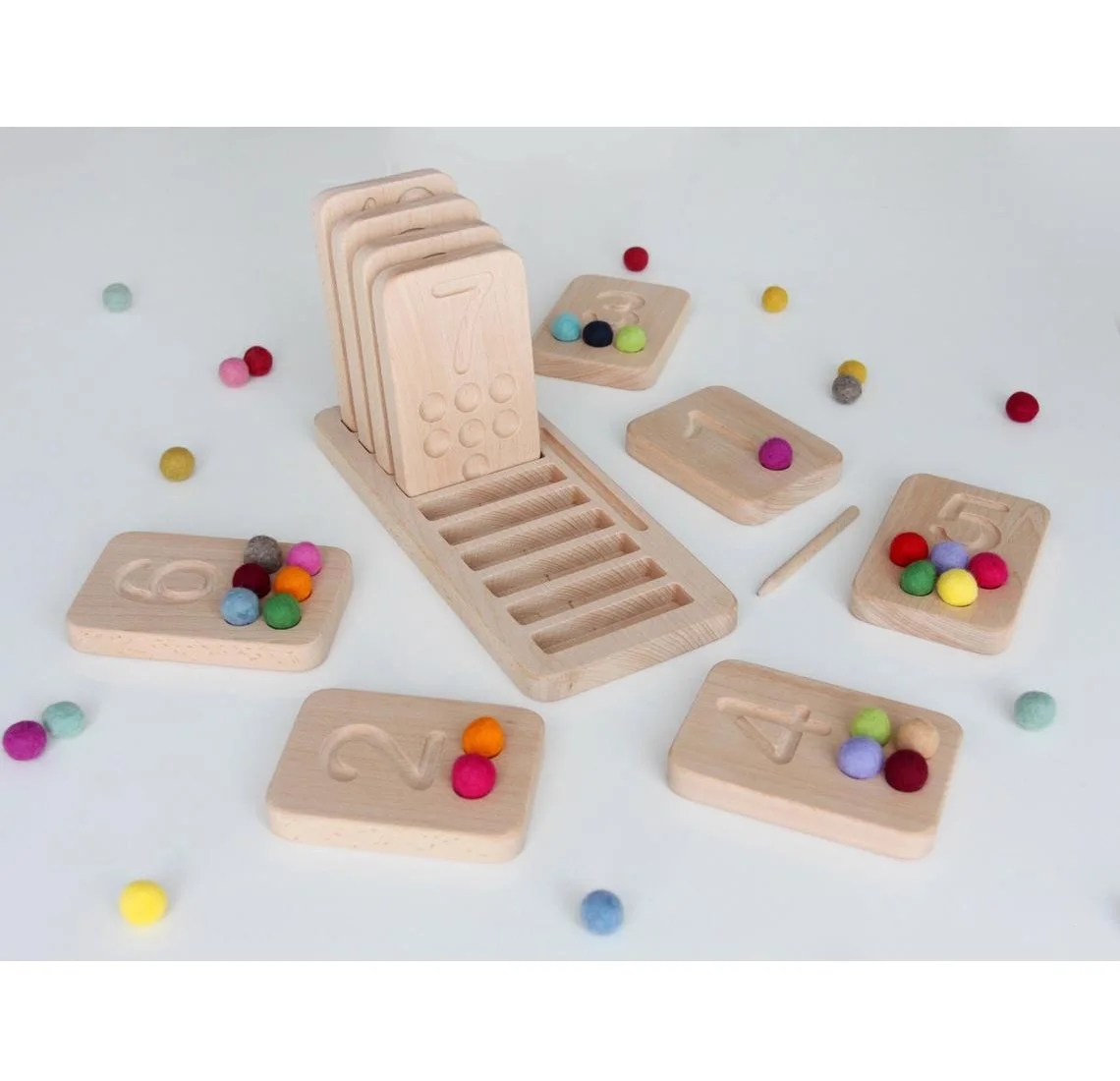 Learning Montessori Counting Tracing Boards With Stand 1-10 Math Number Wooden Alphabet Numbers Tracing Board