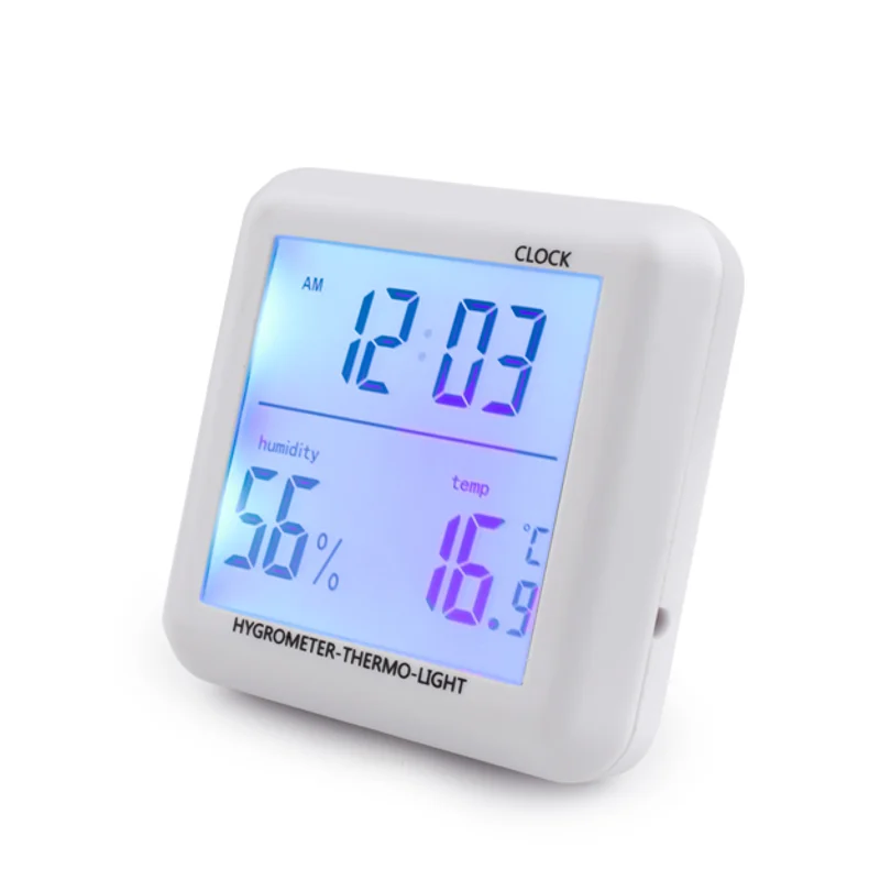 China Household Electronic Small Cute Stand Time Clock LCD Monitors Max/Min Record Digital Hygrometer Room Indoor Thermometer