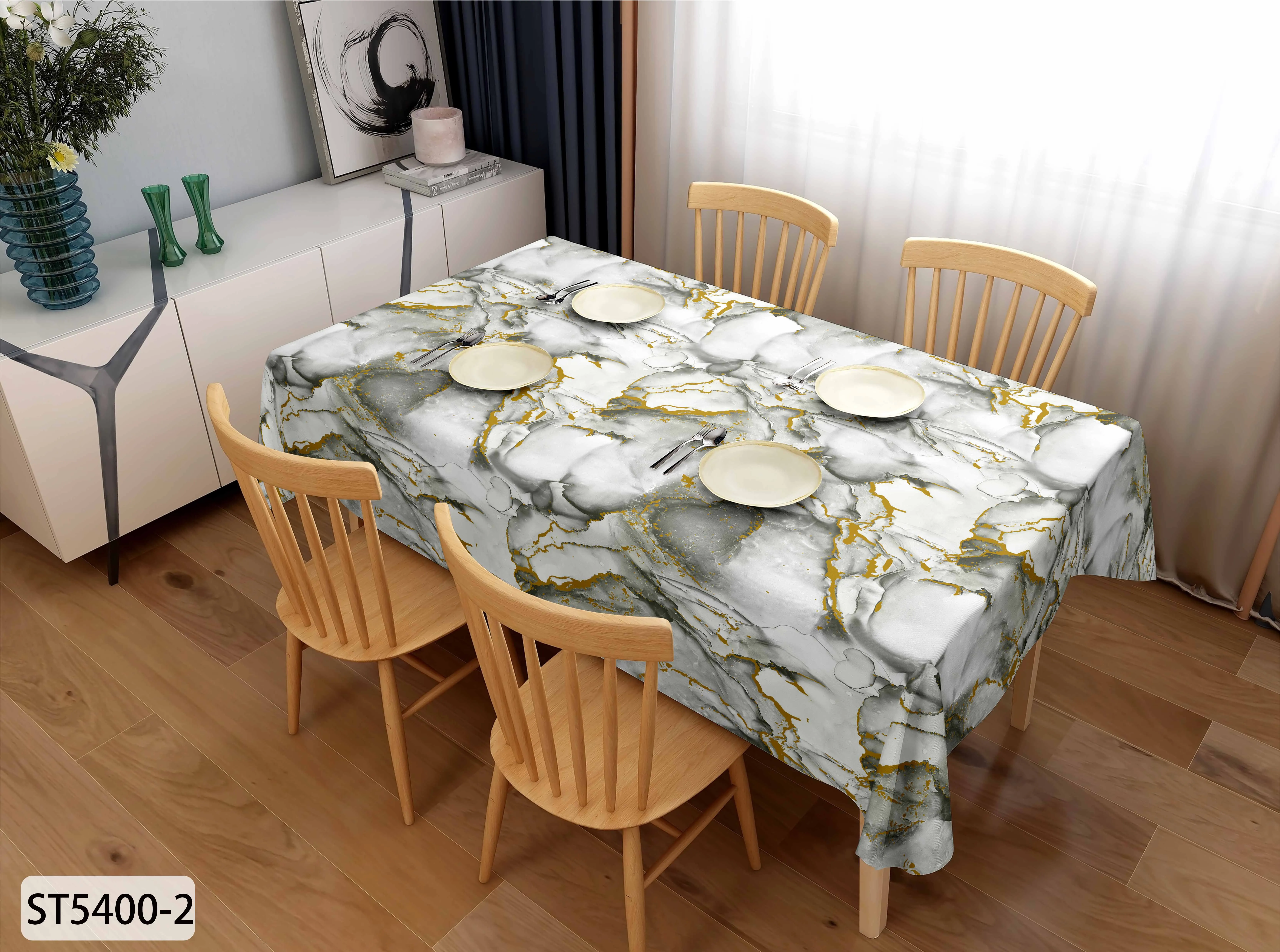 Custom Printed Rectangle Stain Resistant Crystal Transparent Printing PVC Table Cloth With Fine Grain For Dinning Party