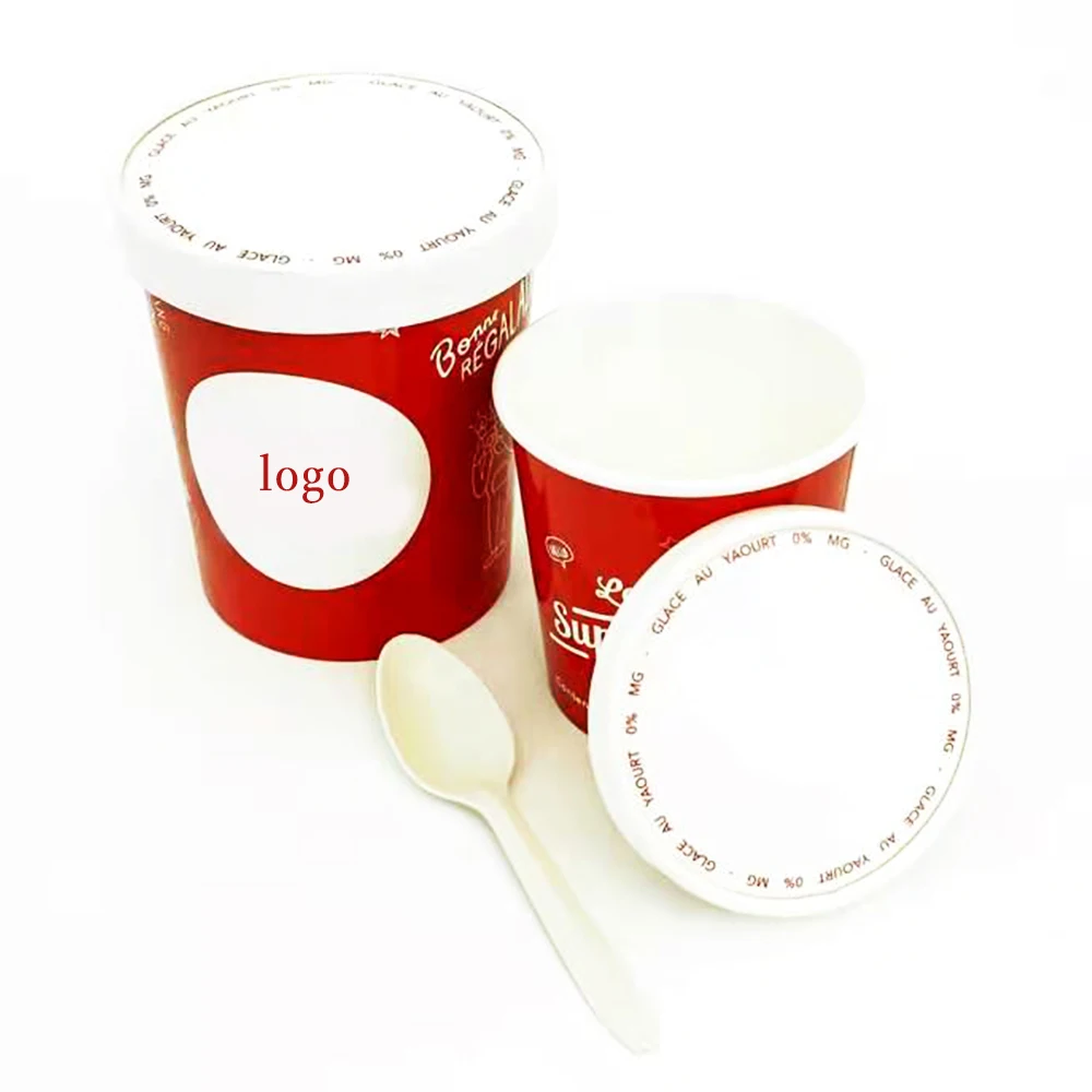 Customized logo printing paper ice cream box with lid