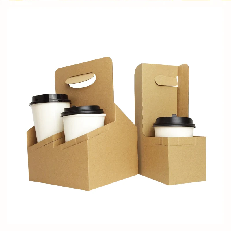 2/4/6 Cup Holder Bubble Tea Portable Take Away Box Foldable Corrugated Reusable Cardboard Coffee Paper Tray