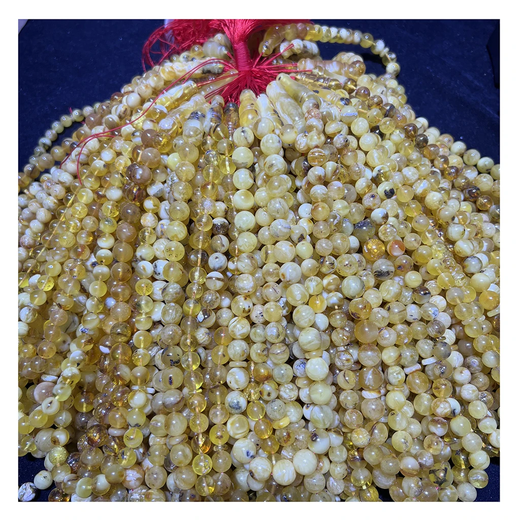 Natural amber jewelry Russian amber round beads 10-14mm complete Muslim prayer beads Imam cheap