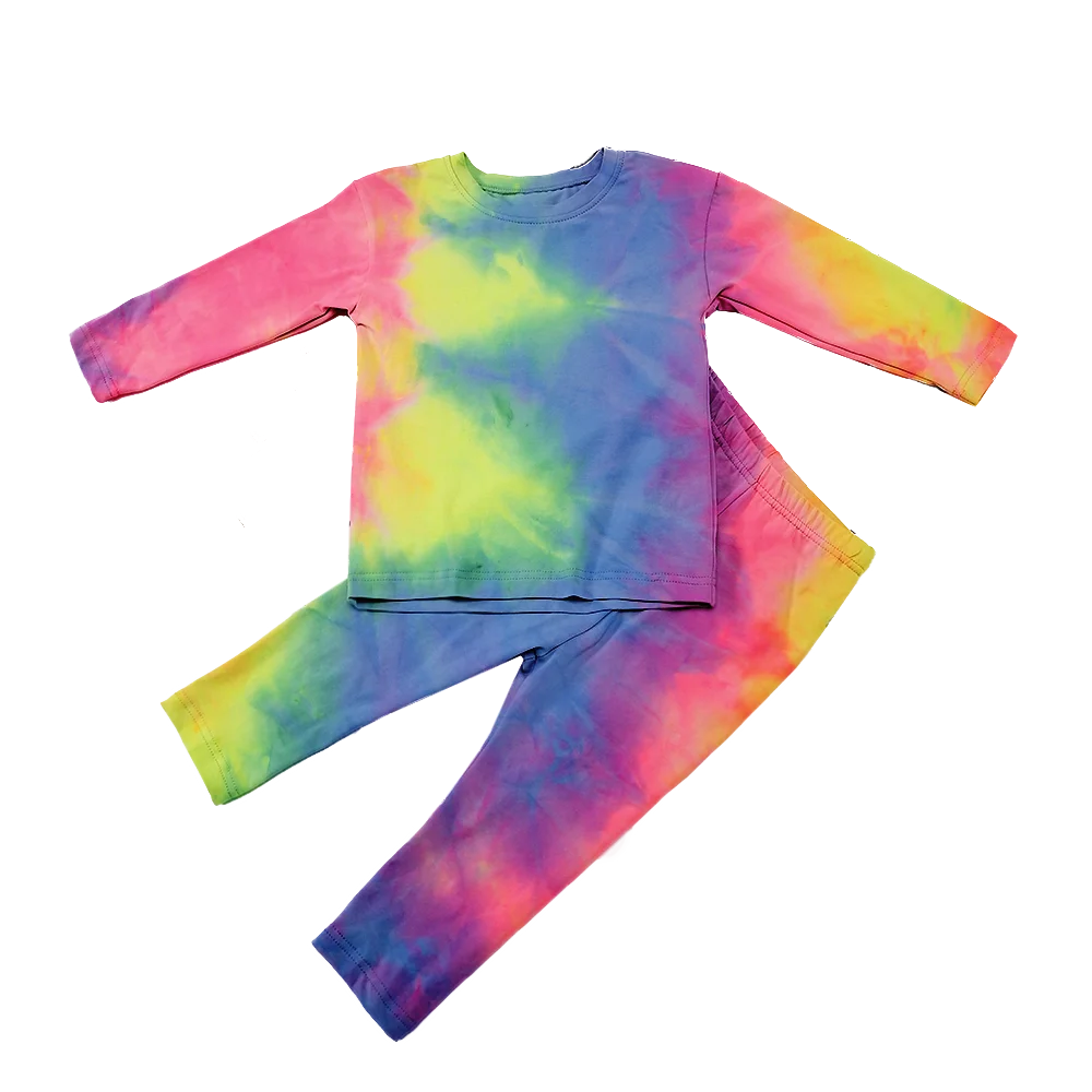 
Spring 2021 Tie Dye Pants Sets Leggings Fitness Kids Loungewear Cewneck Kids Joggers Suit Sets Two Piece Pants Set 