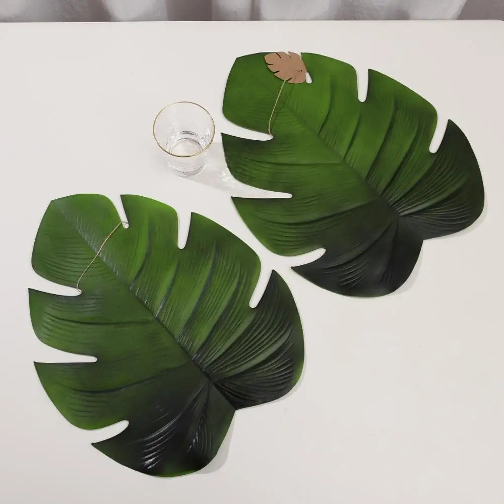 Tabletex  NEW Arrival High Quality tropical palm leaves Heat Insulation Oil-proof Waterproof EVA Artificial Plant Table Placemat