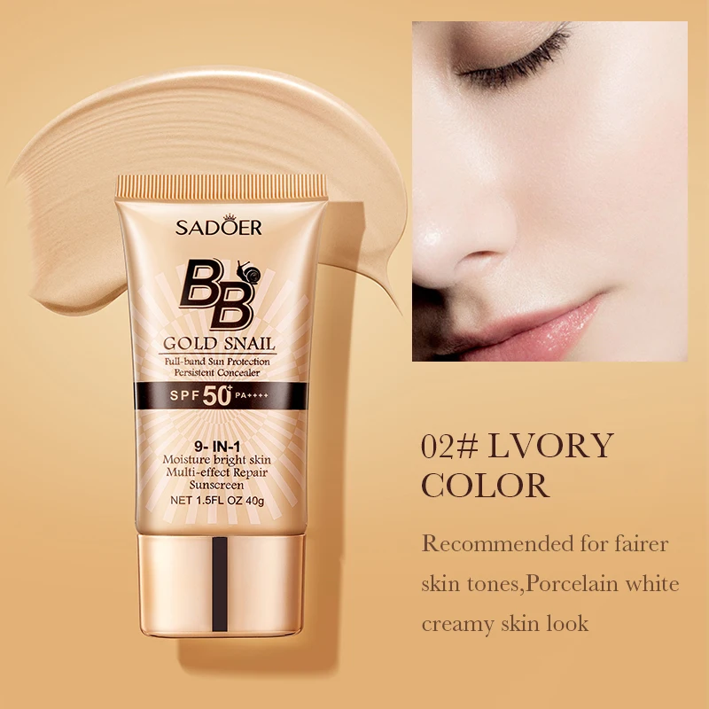 Golden Snail BB Cream Long Lasting Moisturizing Waterproof Sunscreen Sun Lotion Concealer Whitening Makeup Base Sunscreen Cream