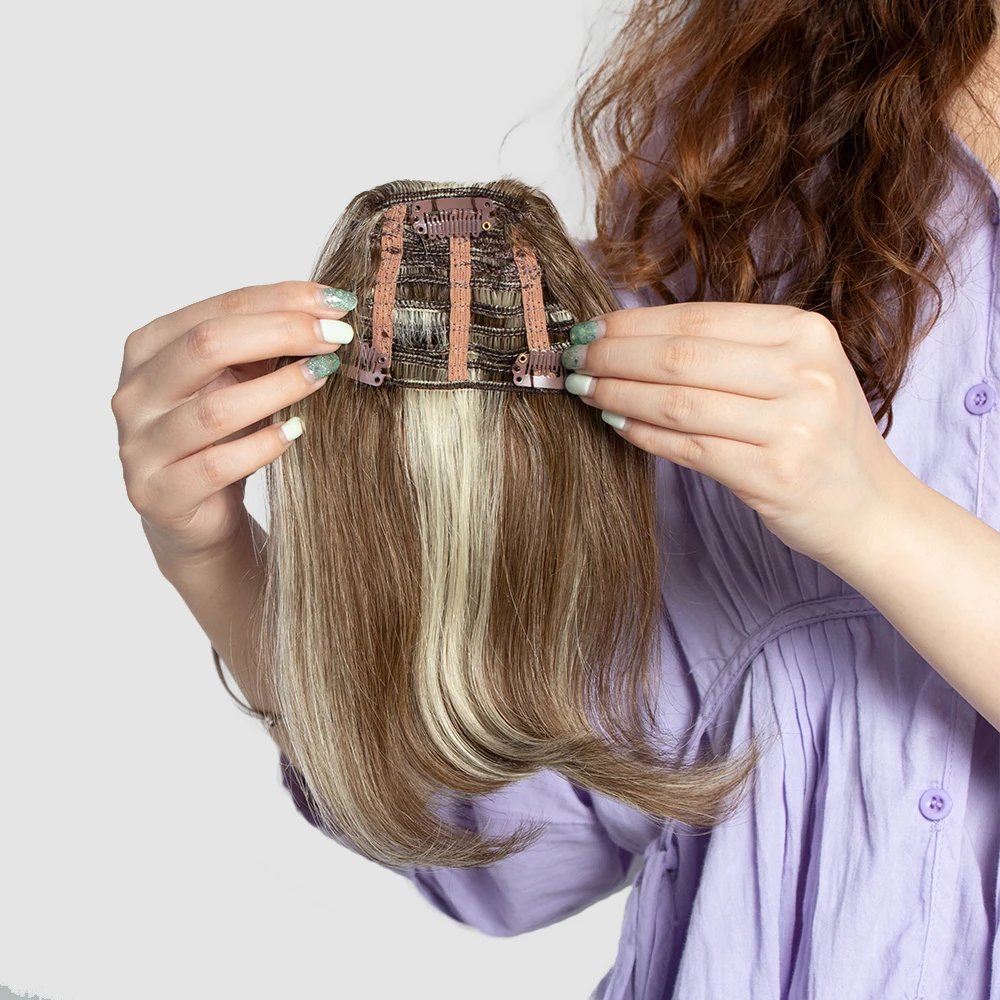 Raw 100% Remy Human Hair Clip-In Bangs Natural Virgin Cuticle Bangs Over Head Clip on Hair Extension