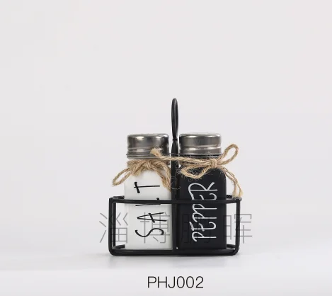 120ml White or Black Glass Spice Jar Set with Steel Rack for Salt Chicken Essence Pepper Kitchen Seasoning Bottles