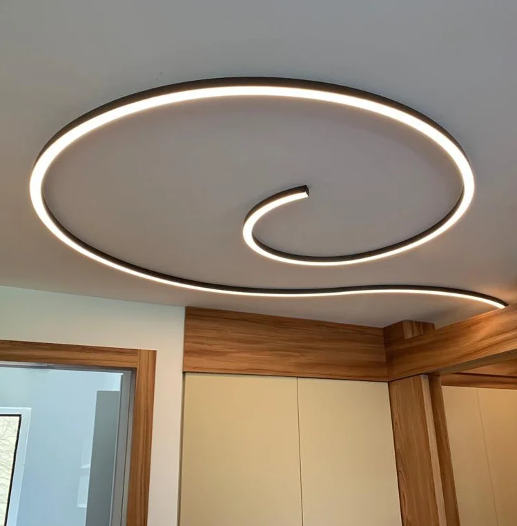 CL103535 Modern Aluminum Profile Manufacturer Customized Curved Suspended LED Linear Light For Commercial Lighting