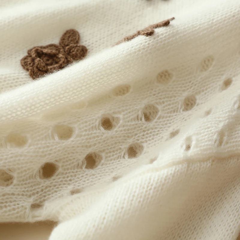 cashmere wool sweater high quality embroidery ladies furry mink oversized long sleeve cashmere sweaters