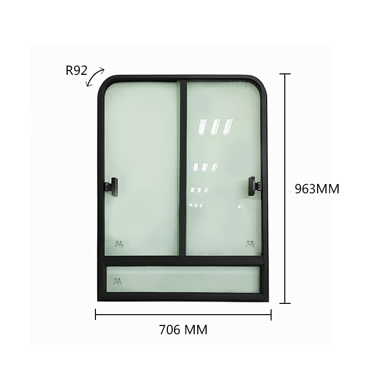 Auto Glass Sliding  Window With Green Glass For Construction Cab