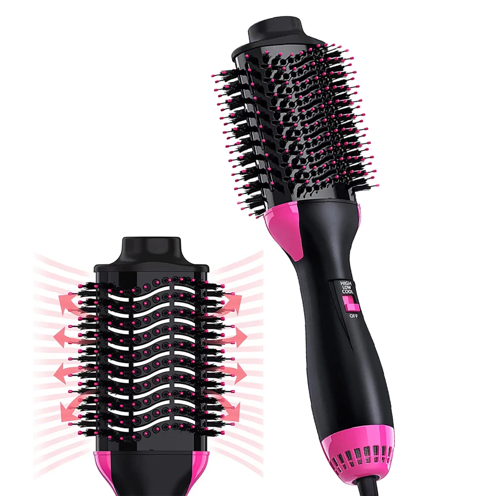Профессиональный 1200 Вт 3 в 1 одношаговый фен для волос щетка-выпрямитель и стайлер вращающийся объемный электрический щетка горячего